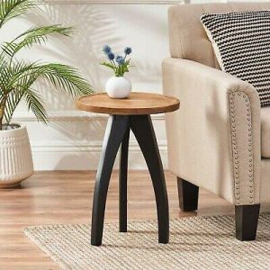 Home accessories Decor Russel Modern Industrial Handcrafted Mango Wood Side Table, Natural and Black