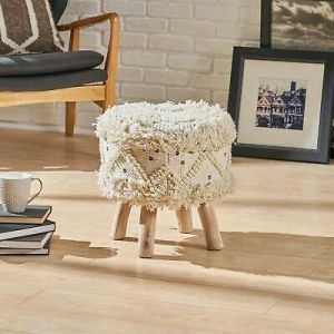 Home accessories Decor Edene Handcrafted Boho Fabric Stool with Metal Accents