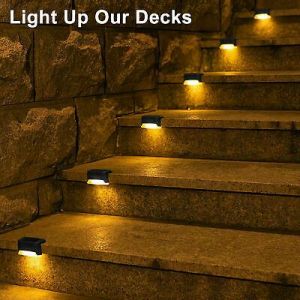 8 pack New Solar Deck Lights Outdoor Waterproof LED Steps Lamps for Stairs Fence