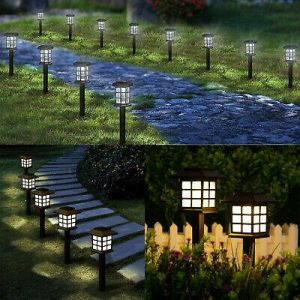 Solar LED Stake Lights Outdoor Garden Landscape Yard Lawn Waterproof Decor Lamps