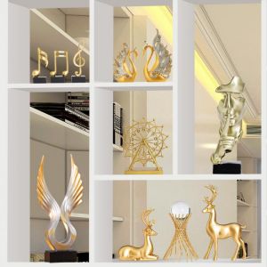 home decoration bedroom desk accessories for living room figure nordic decorative golden home decor figures funiture salon art