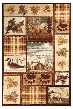 Home accessories Decor Wildlife - 5'x8' Multicolor, Lodge Animal Print, Dear Leaf Cabin Area Rug - 519