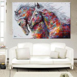 Home accessories Decor Canvas Running Horse Art Print Paintings Frameless Wall Picture Colorful Poster for Living Room Home Decor