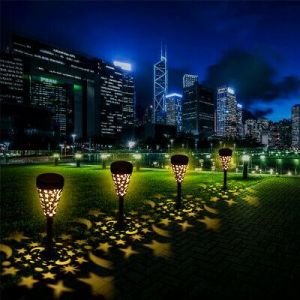4pcs Battery-operated Star Hollow Safe Solar Lights for Yard Pathway Garden Lawn