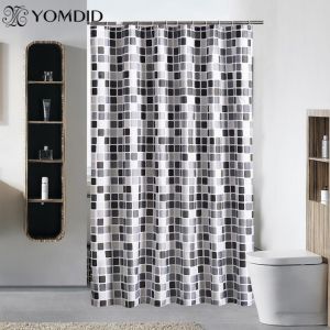 Home accessories bathroom Waterproof Shower Curtain with 12 Hooks Mosaic Printed Bathroom Curtains Polyester Cloth Bath Curtain for Bathroom Decoration