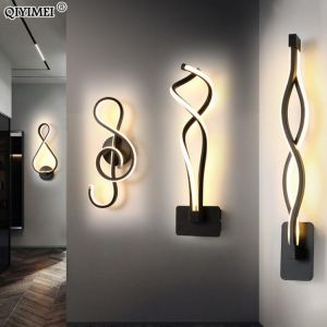 Home accessories Electronics Modern Minimalist Wall Lamps Living Room Bedroom Bedside Luster AC90V-260V LED Indoor black white Lamp Aisle Lighting decoration