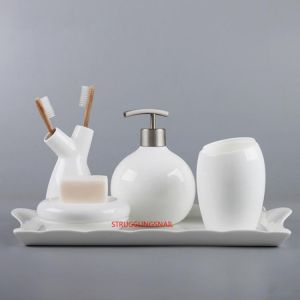 Bathroom Accessories Set Ceramic Soap Dispenser Washing Tools Bottle Mouthwash Cup Soap Toothbrush Holder Household Articles