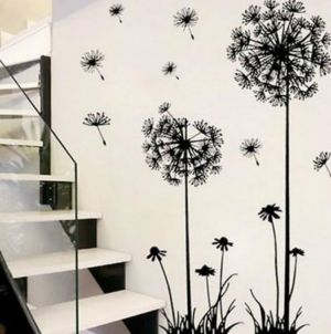 Home accessories Decor Hot black dandelion sitting room bedroom wall stickers household adornment wall stickers on the wall