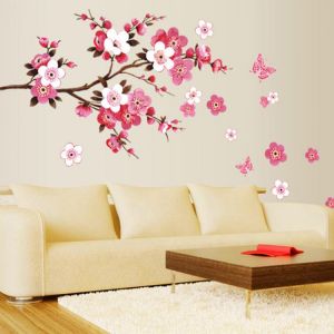 Home accessories Decor wholesale beautiful sakura wall stickers living bedroom decorations 739. diy flowers pvc home decals mural arts poster