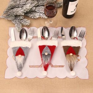 Christmas Decoration New Year Home Fork Knife Cutlery Holder Bag Home Decoration Accessories Party Table Dinner Decoration 2022