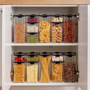Home accessories kitchen  700/1300/1800ML Food Storage Container Plastic Kitchen Refrigerator Noodle Box Multigrain Storage Tank Transparent Sealed Cans