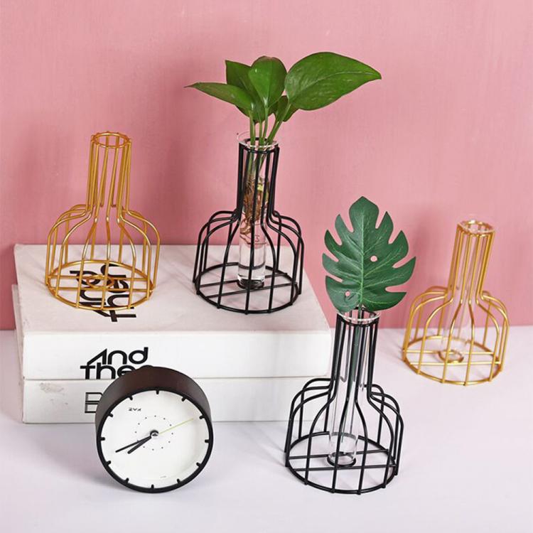 Home accessories Decor Retro Iron Line Vase Hydroponic Plant Flower Vase Metal Plant Holder Nordic Styles Tabletop Home Decoration Accessories Modern